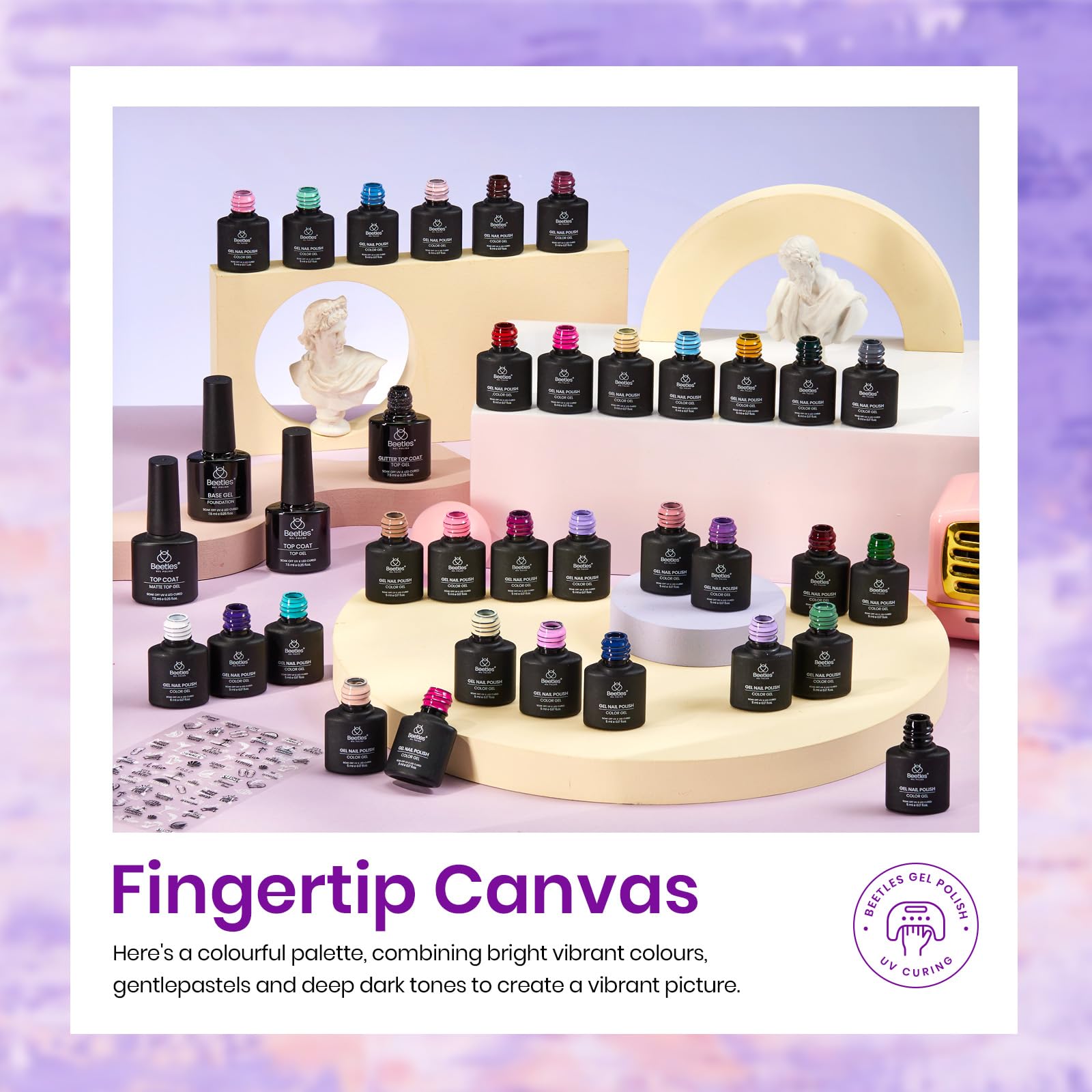 Beetles random sticker adds playful detail to nail art