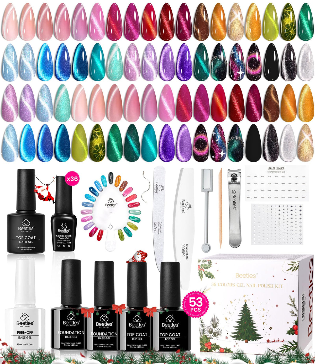 Beetles Stellar Sonata gift box showcasing festive cat eye nail kit for holiday nails.