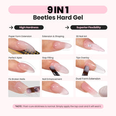 Beetles HEMA-Free Hard Gel dual-form-sculpting enables precise apex and natural curve.