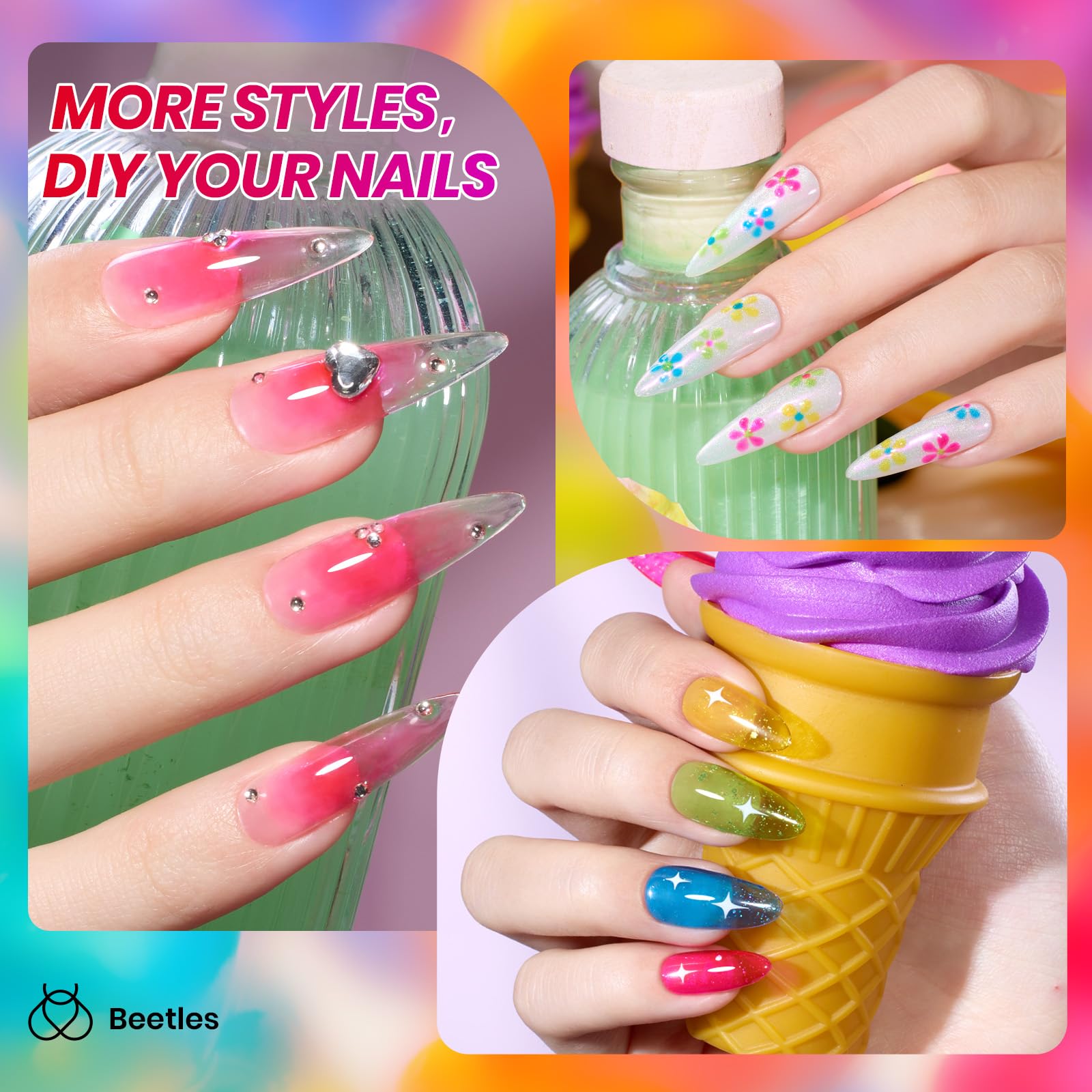 Beetles Jelly Gel red neon for bold manicure.