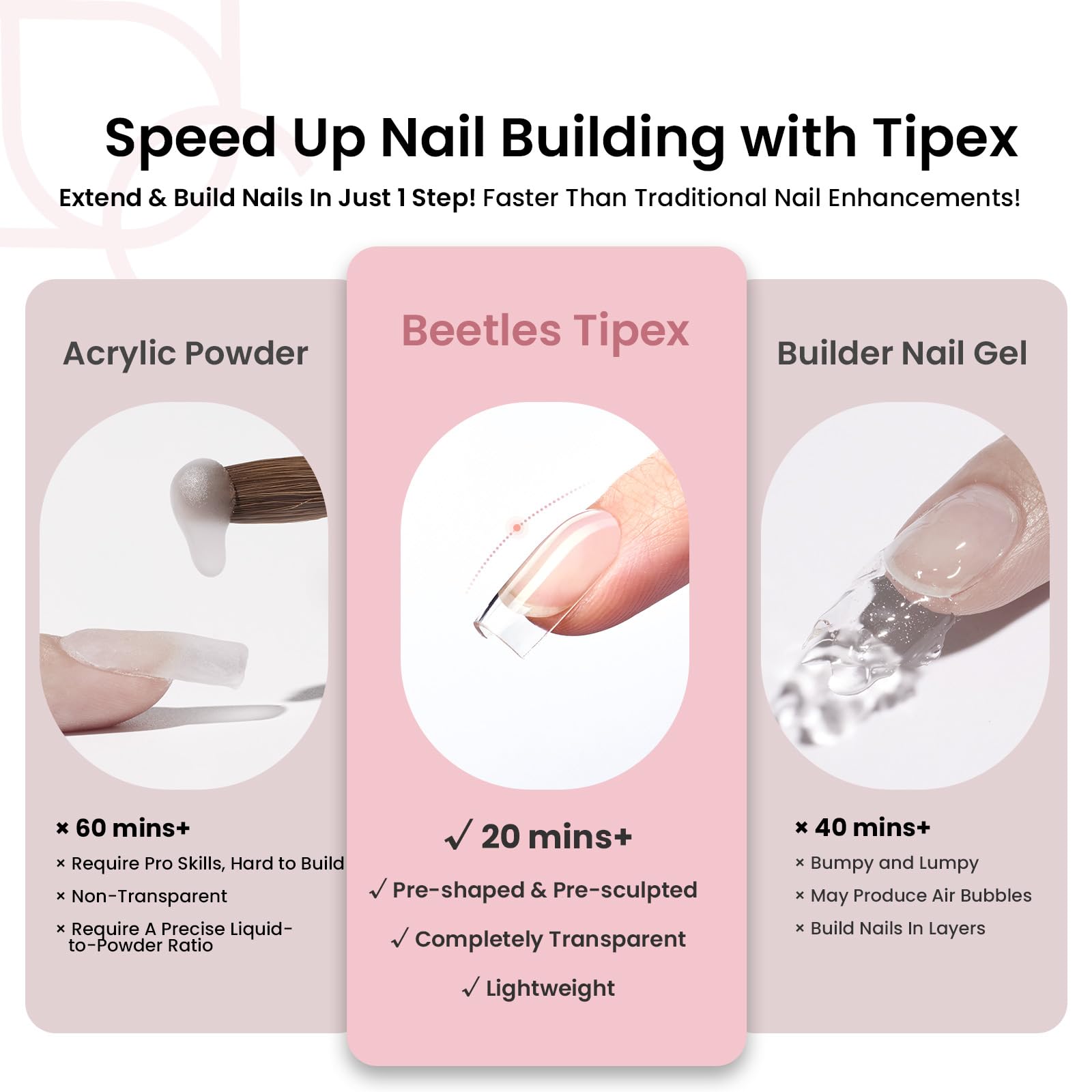 Beetles Tipex 16-size fit for natural-looking, secure manicure