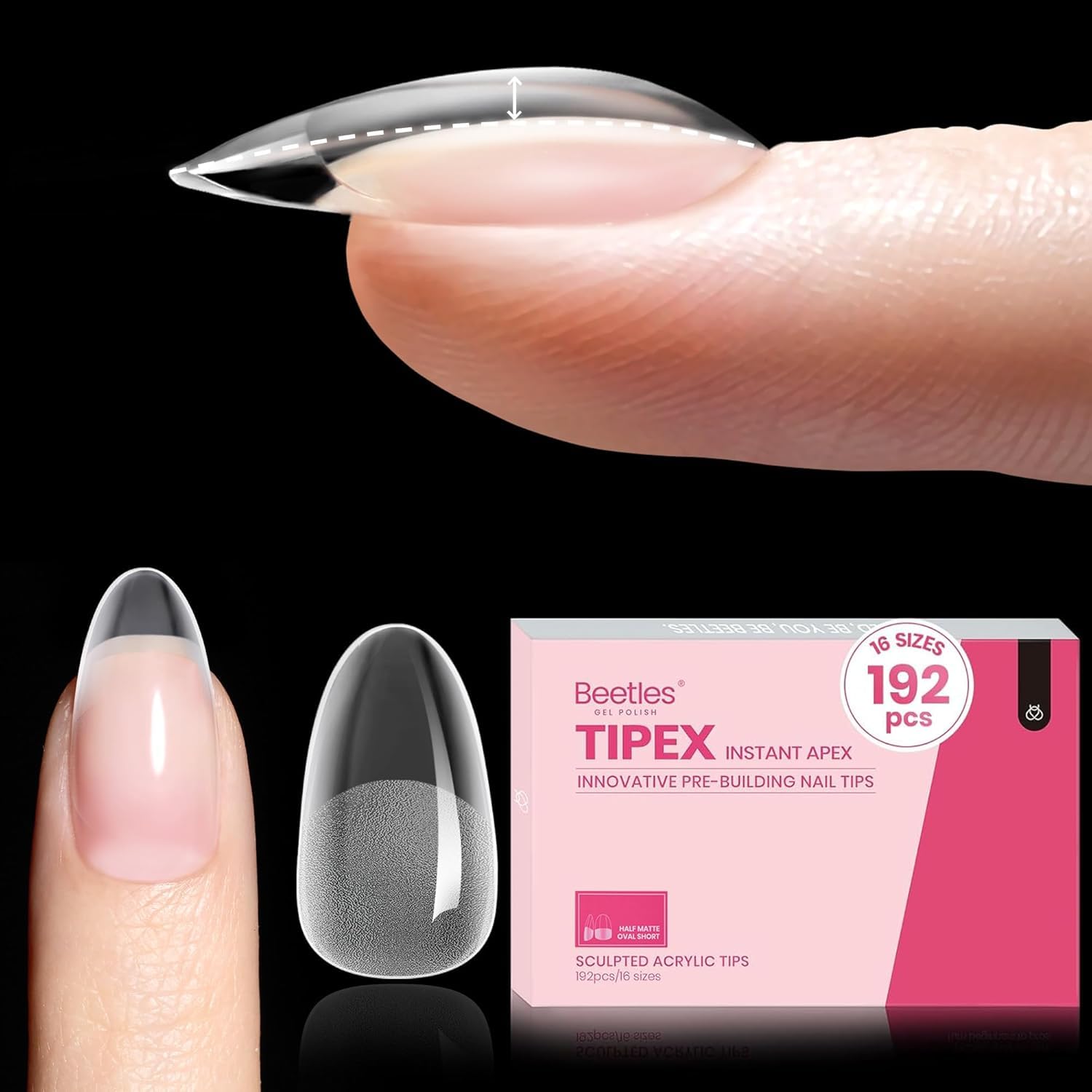 Beetles Tipex ápice instantáneo para uñas ovaladas, control y acabado profesional