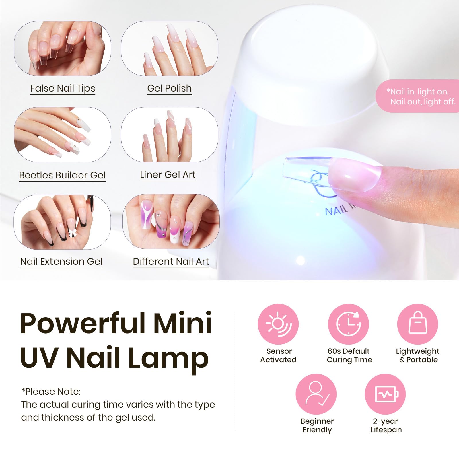 Beetles Tipex kit supports rhinestones and 3D nail art applications.