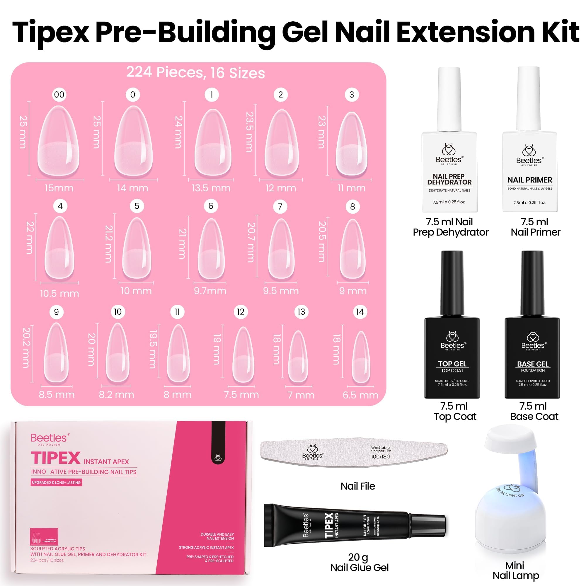 Beetles Tipex dehydrator-primer-base-top-coat bundle shown for complete prep system