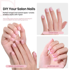 Beetles Tipex extra-short squoval tips close-up for quick at-home manicures