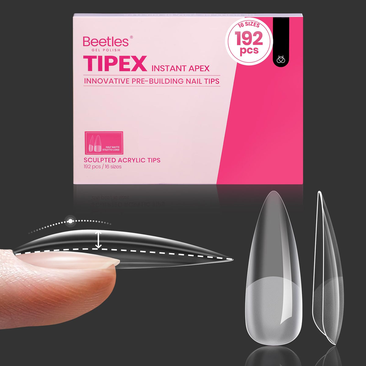 Beetles Tipex instant apex tips closeup for strong hold.