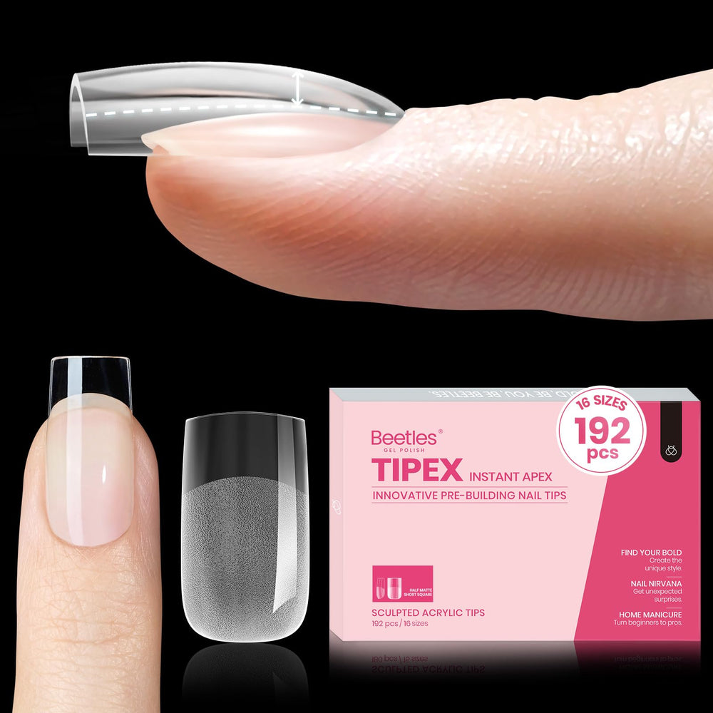 Beetles Tipex instant apex nail tips in square short shape for durable full-coverage look