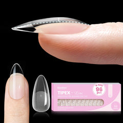 Beetles Tipex Lite almond medium nail tips show natural fit for quick, seamless manicures