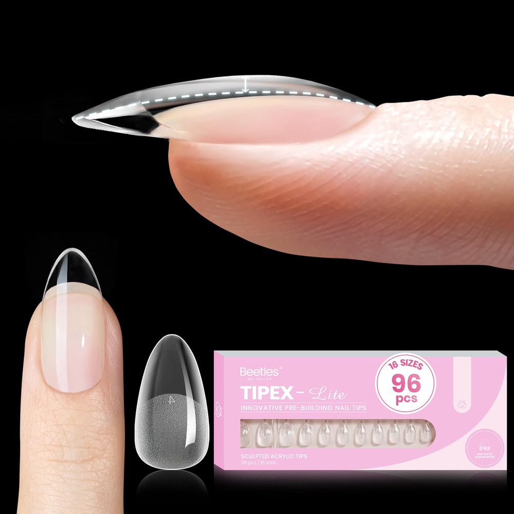 Beetles Tipex Lite almond short tips pack for natural fit and seamless finish