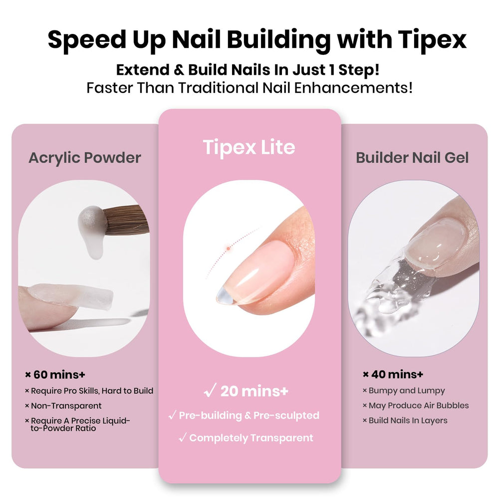 Beetles Tipex Lite tips with built-in apex for stronger shape