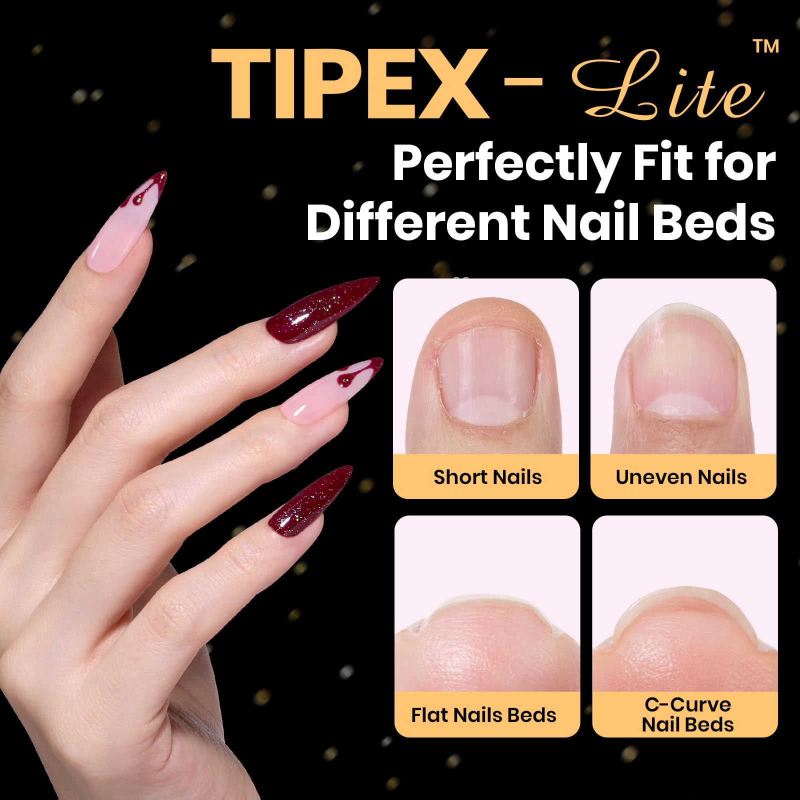 Beetles Tipex Lite apex tips fanned-out show 256-piece versatility for quick DIY sets.