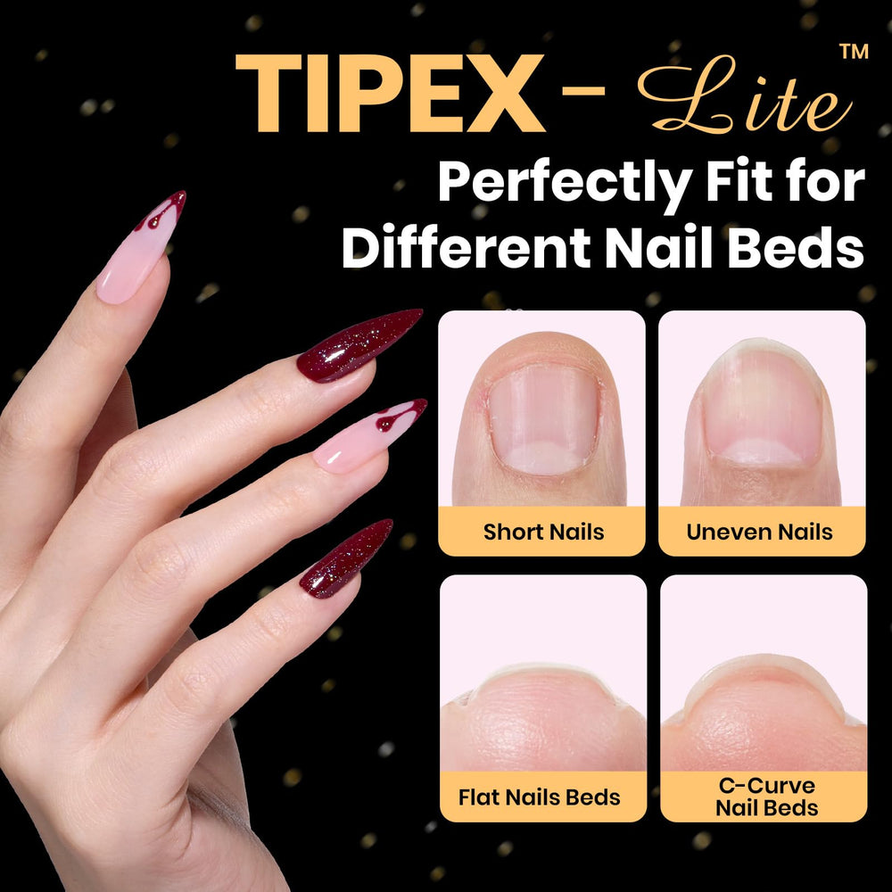 Beetles Tipex Lite apex tips fanned-out show 256-piece versatility for quick DIY sets.