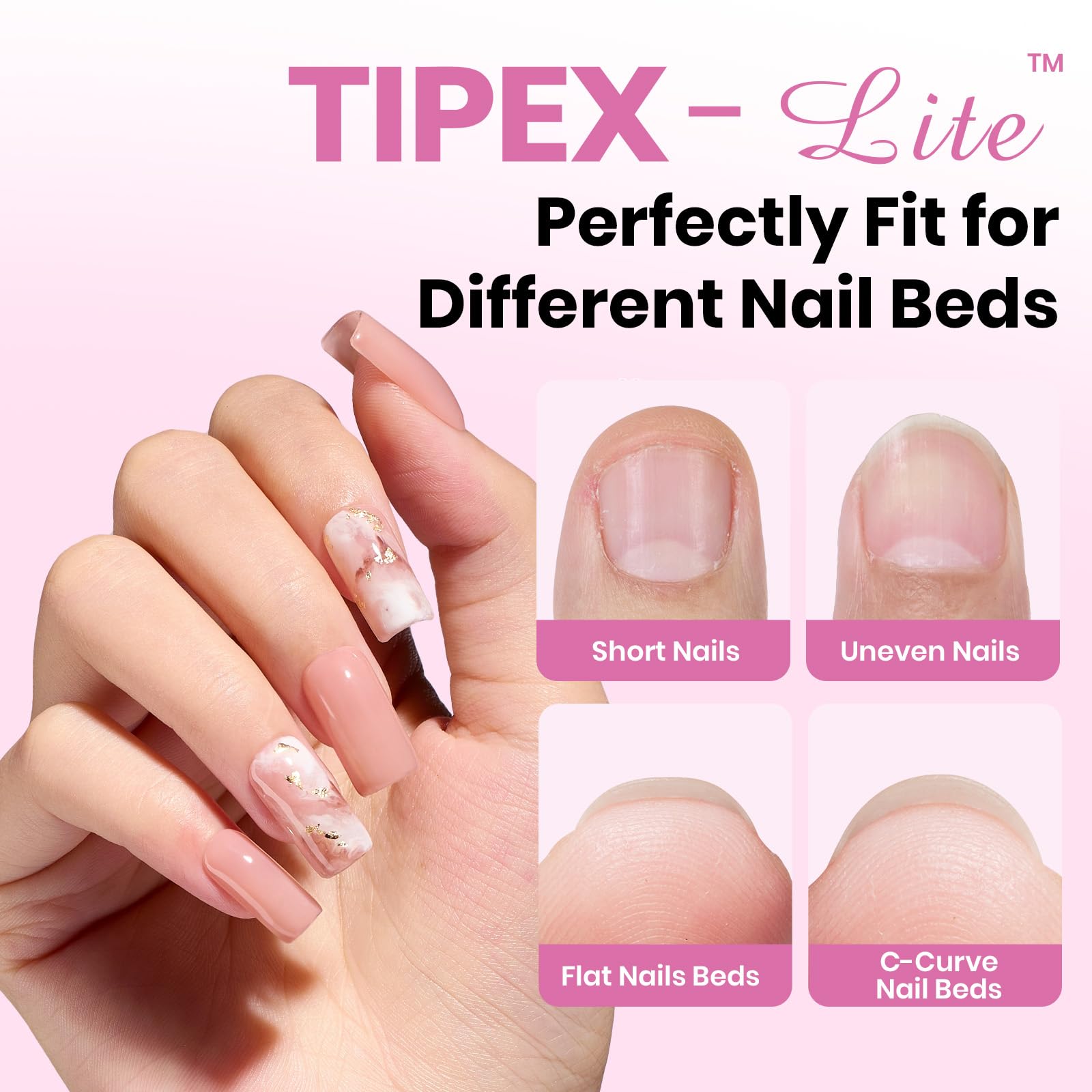 Beetles Tipex Lite Apex Nail Tips natural fit curve for seamless blends