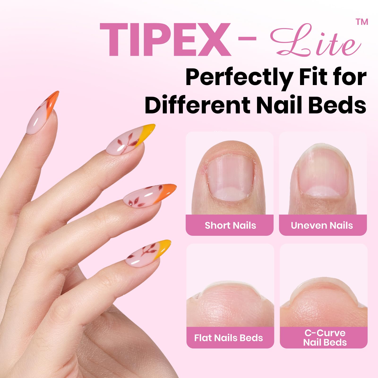 Beetles Tipex Lite apex nail tips natural-fit curve for seamless blend on flat nails