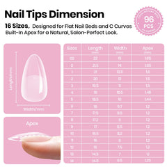 Beetles Tipex Lite almond short tips natural-fit for flat nails and beds