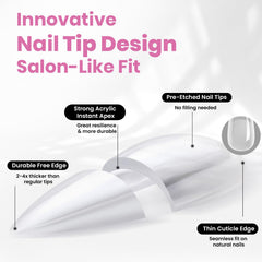 Beetles Tipex Lite apex tips with pre-etched edges for quick, beginner-friendly nail prep