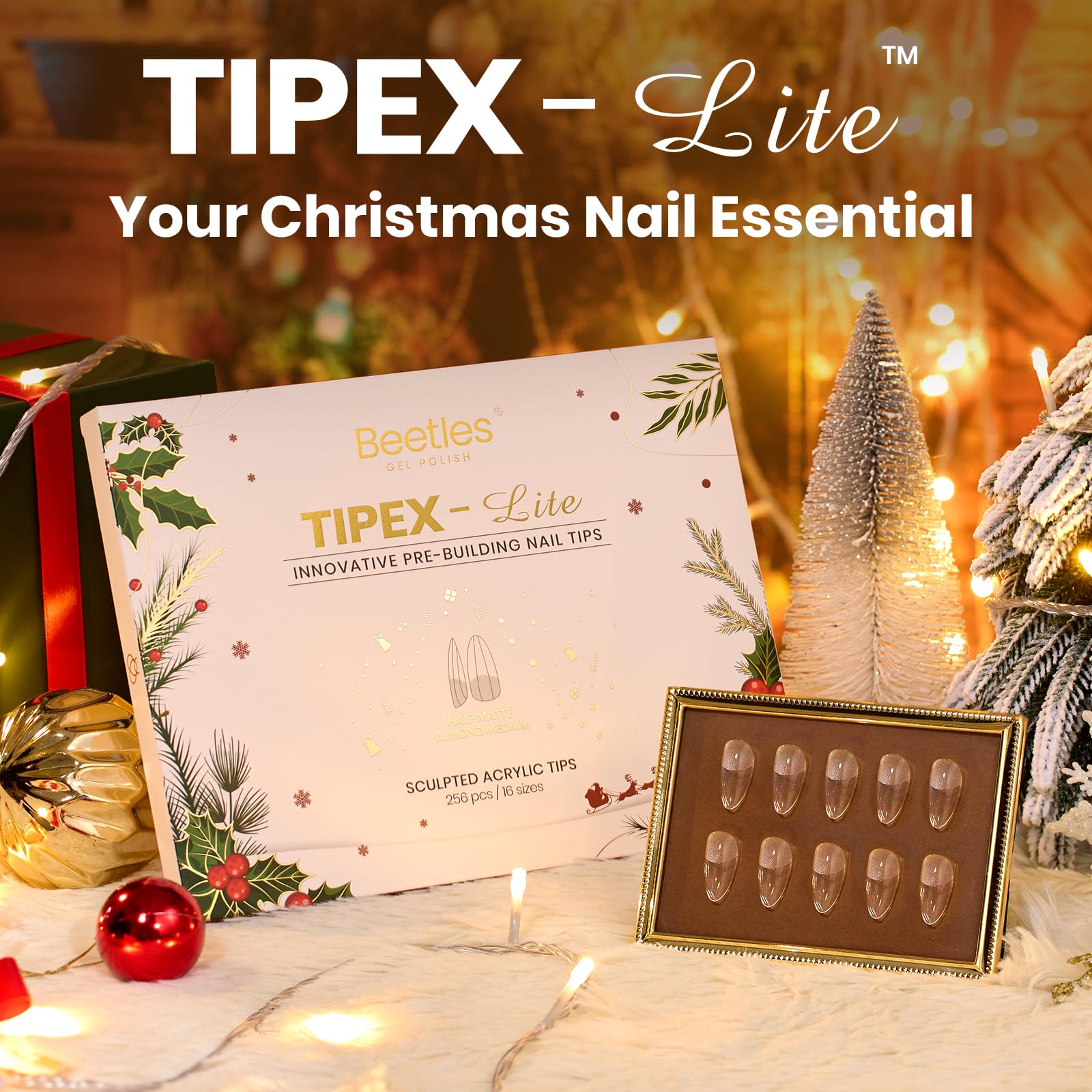 Beetles Tipex Lite apex nail tips pre-etched shape for faster prep.