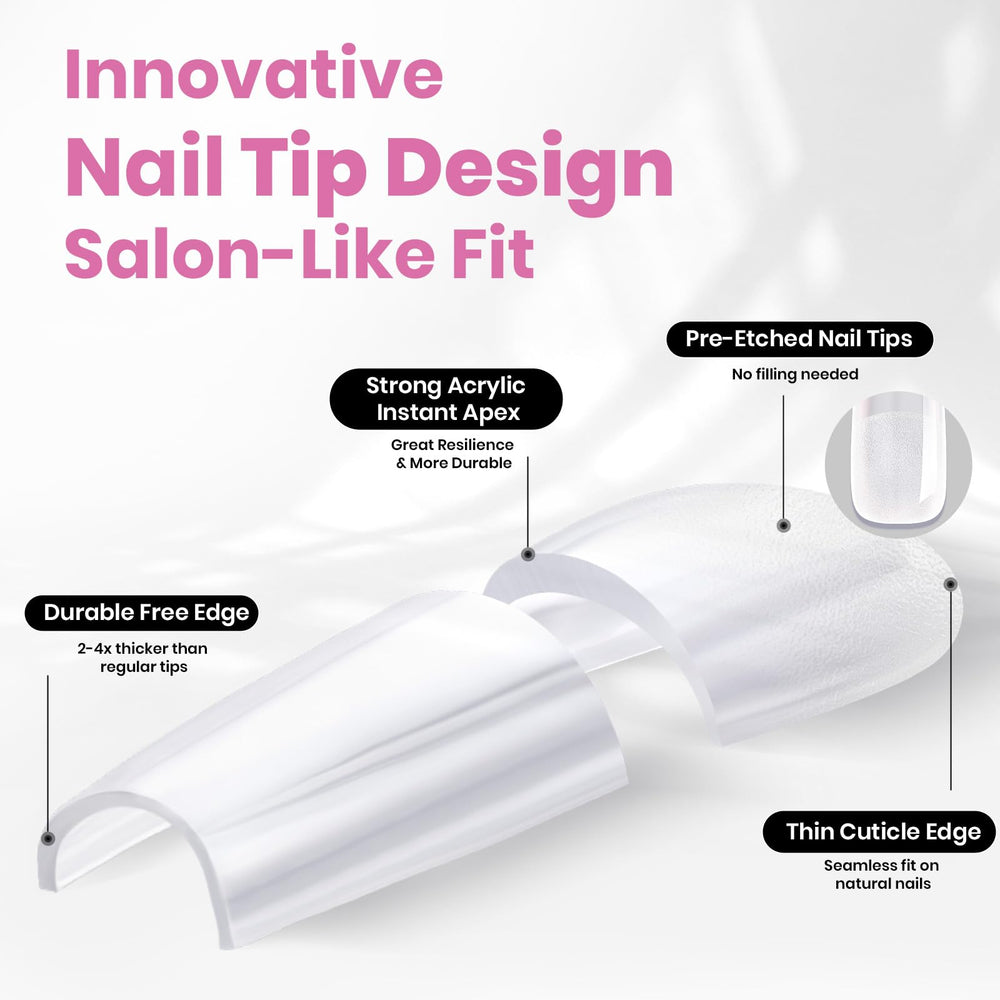 Beetles Tipex Lite Apex Nail Tips pre-etched and ready to use for DIY