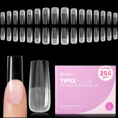 Beetles Tipex Lite apex nail tips square long product shot showing bulk 256pcs for professional use.