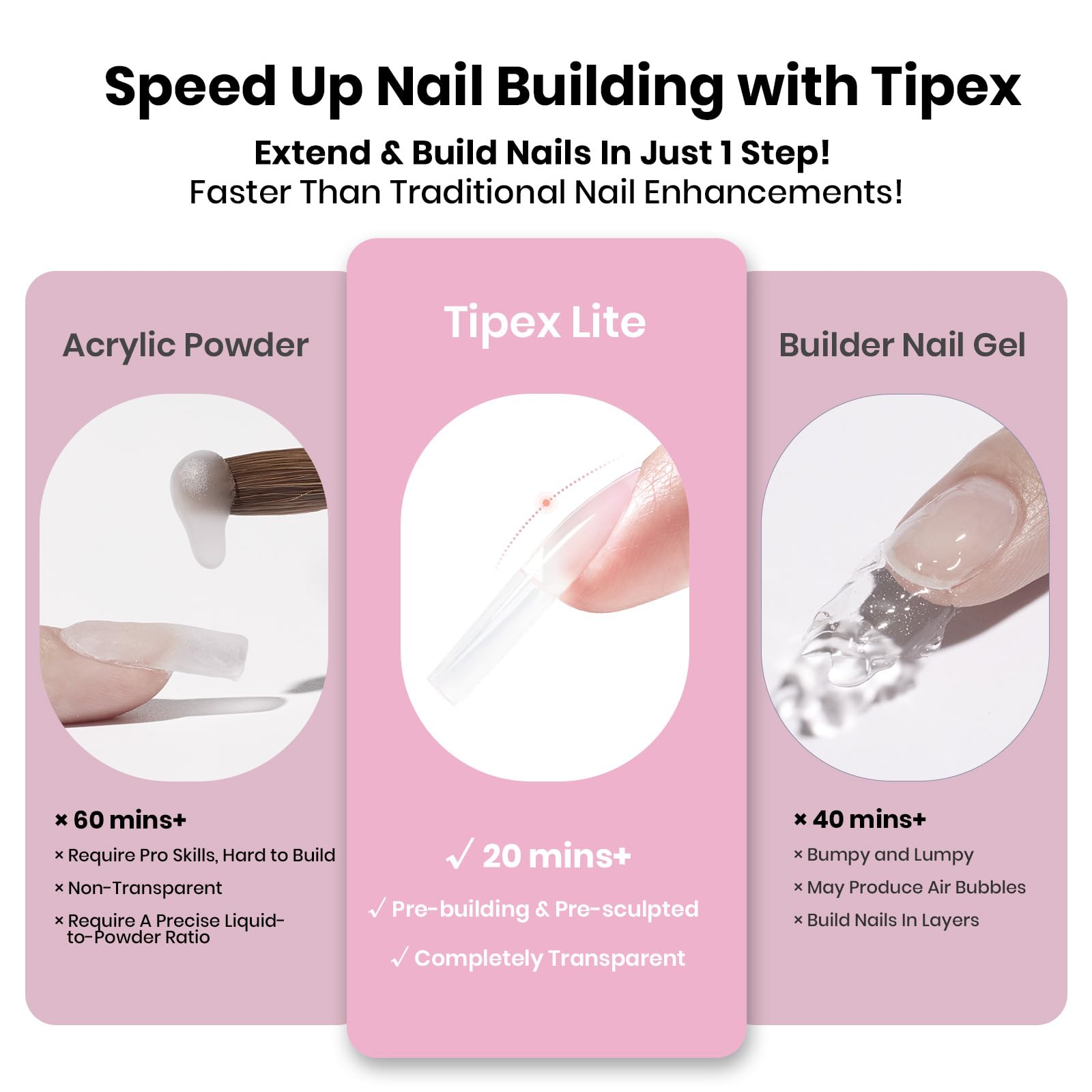 Beetles Tipex Lite durable press-on nail tips ideal for creators.