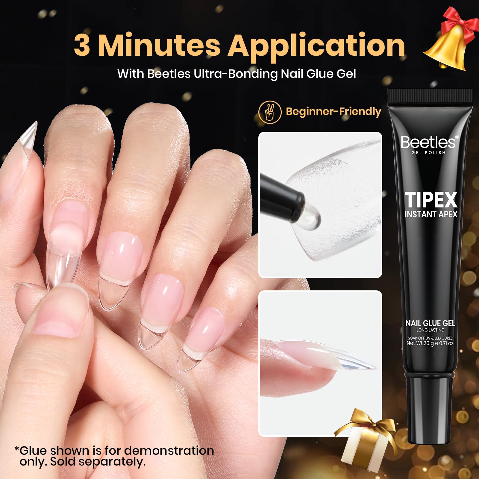 Beetles Tipex Lite home-diy nails application demonstrates salon-strength nails at home.
