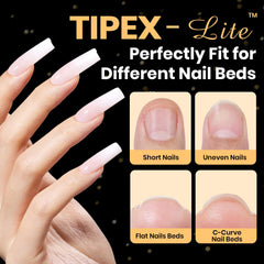 Beetles Tipex Lite natural-fit close-up highlighting seamless blend with natural nail beds.