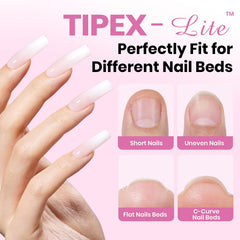 Beetles Tipex Lite pre-etched nail tips flat nails for easy prep and flawless fit.