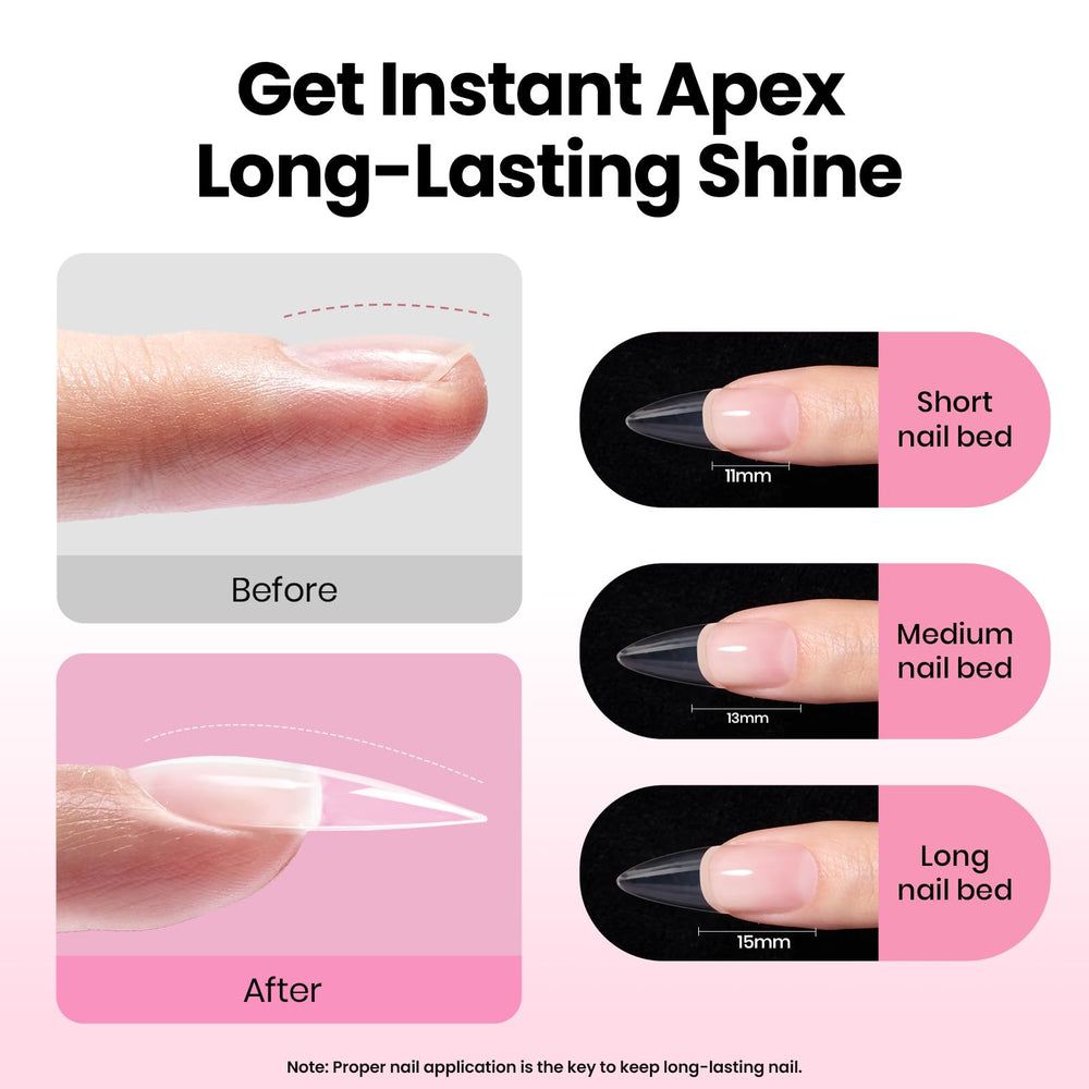 Beetles Tipex Lite pre-etched tips enable quick, beginner-friendly extensions with built-in apex.