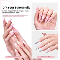 Beetles Tipex long stiletto tips show full coverage for dramatic nails.