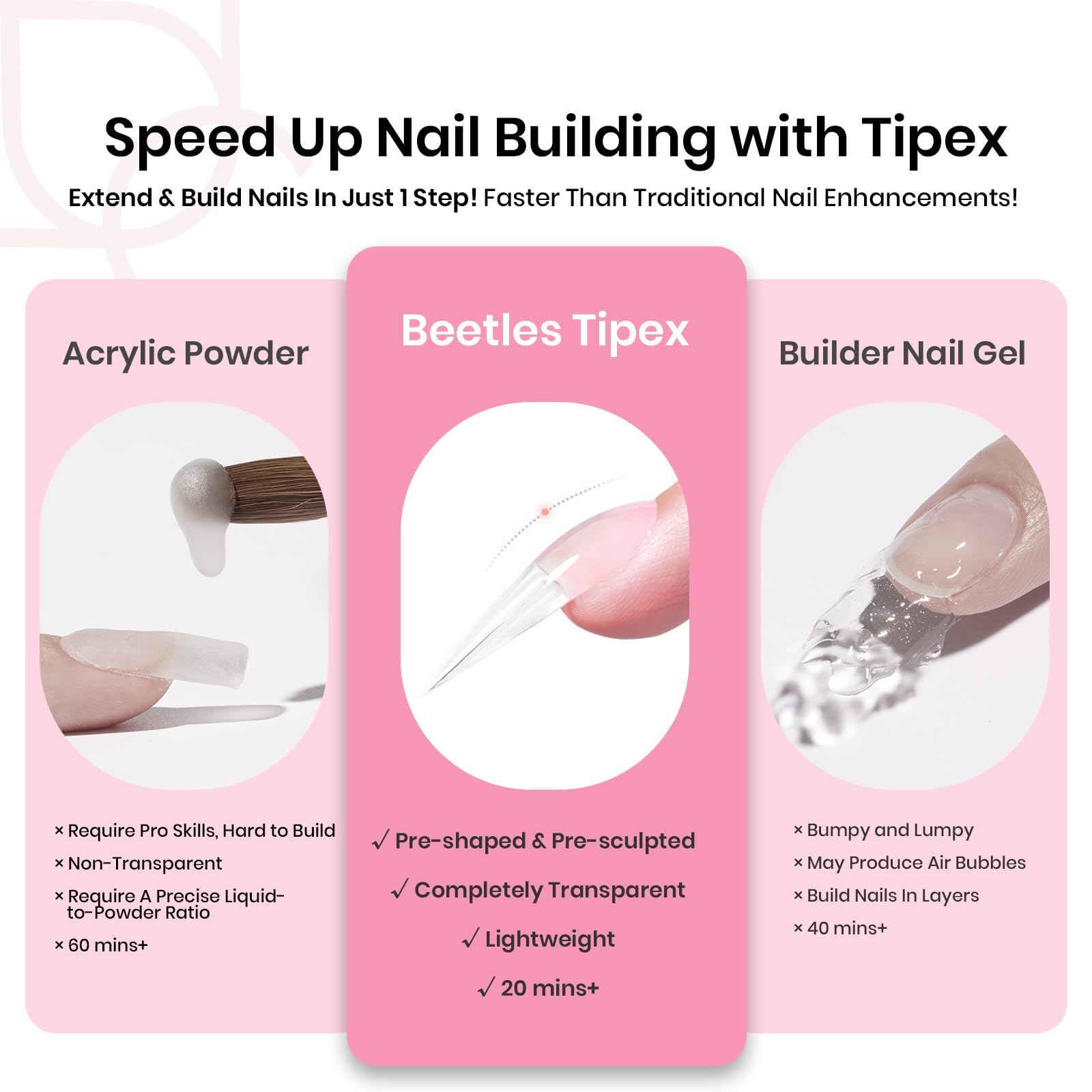 Beetles Tipex mini UV lamp for quick at-home curing of tips.