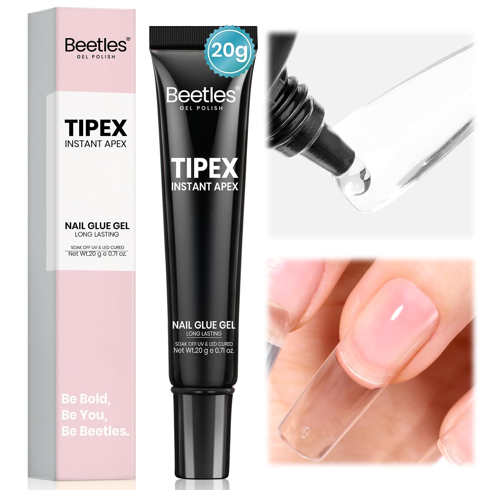 Beetles Tipex Nail Glue 20g 28plus-days-hold suggests long-lasting wear.