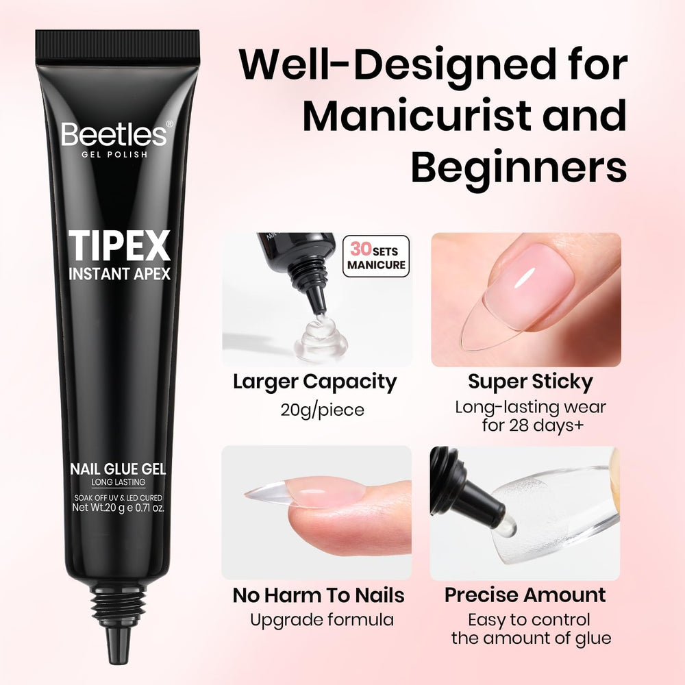 Beetles Tipex Nail Glue Gel quick-cure under UV/LED for efficient professional-ready results