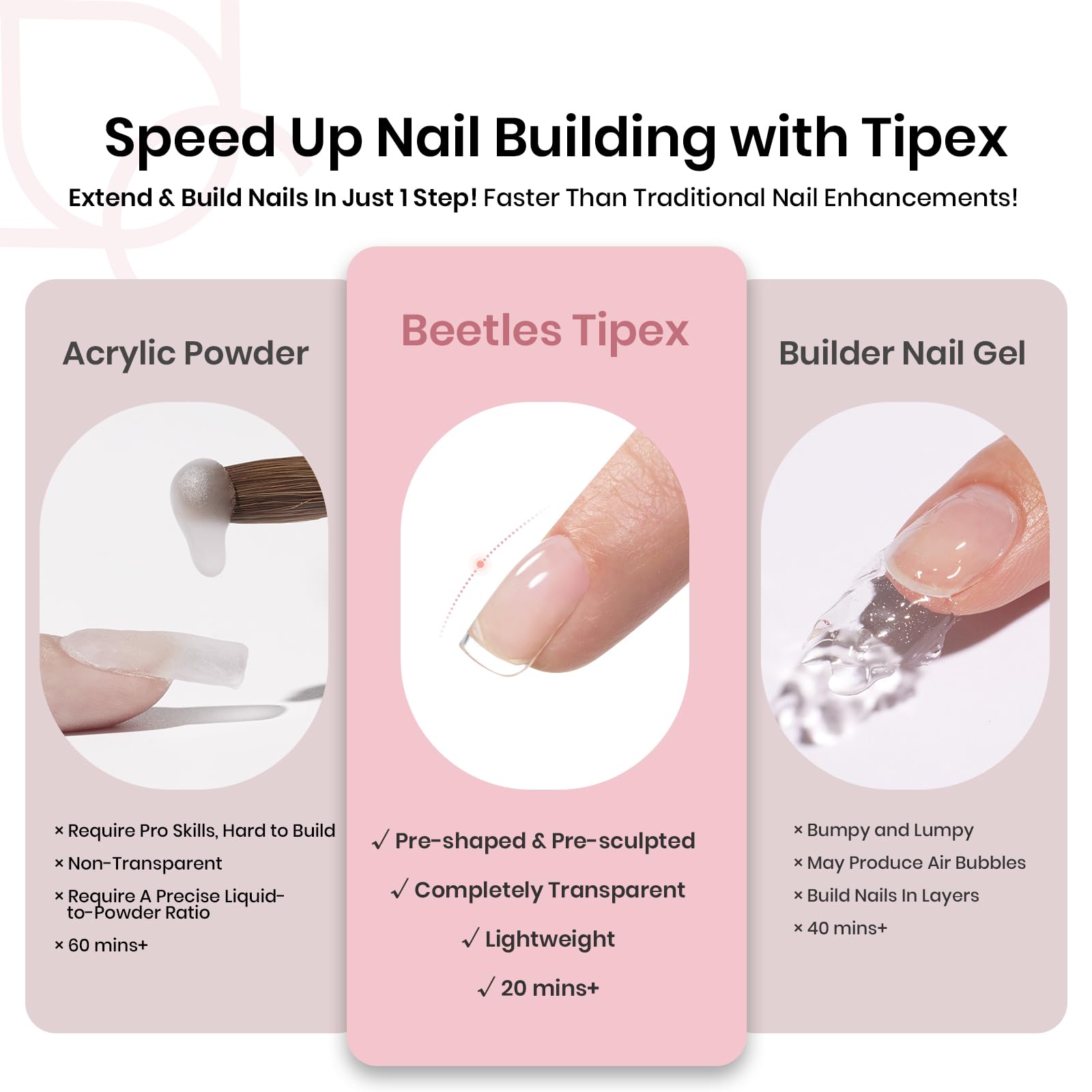 Beetles Tipex pre-built apex tips showing integrated apex and C-curve