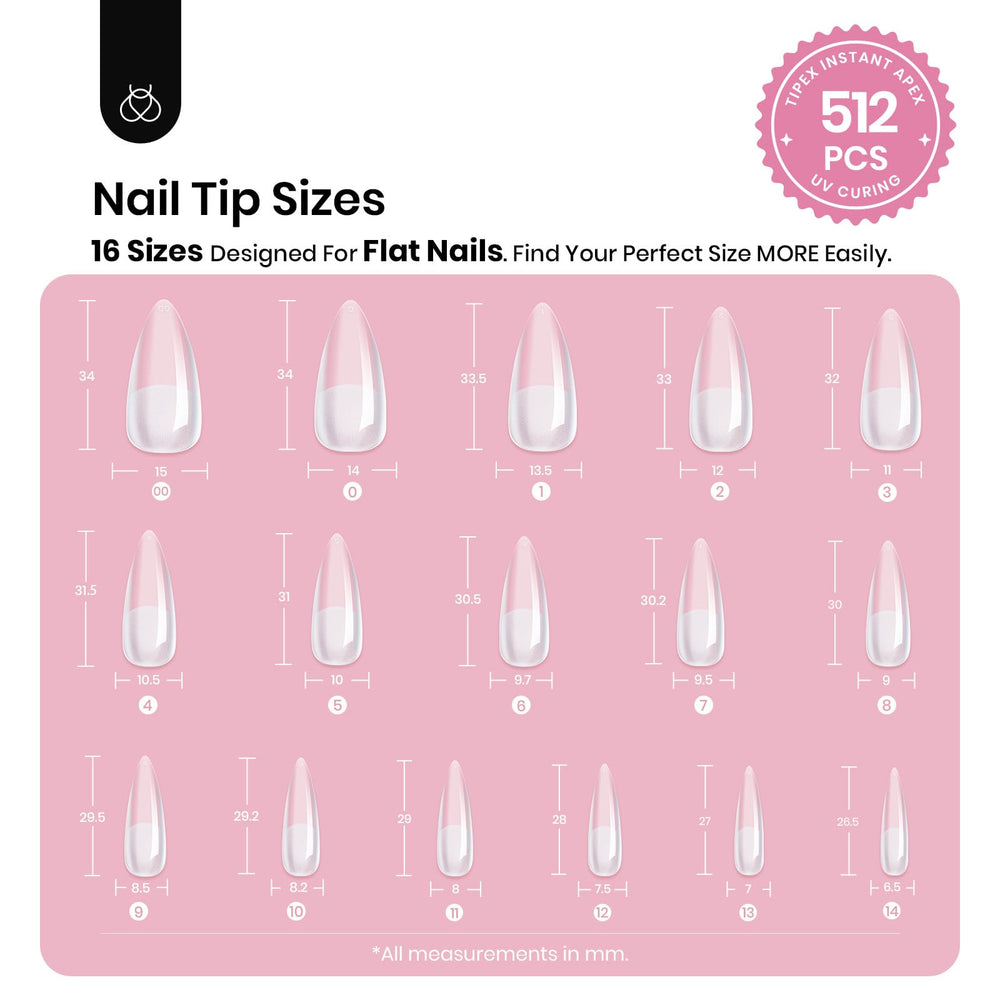 Beetles Tipex thicker tip design adds strength for full-coverage nails.