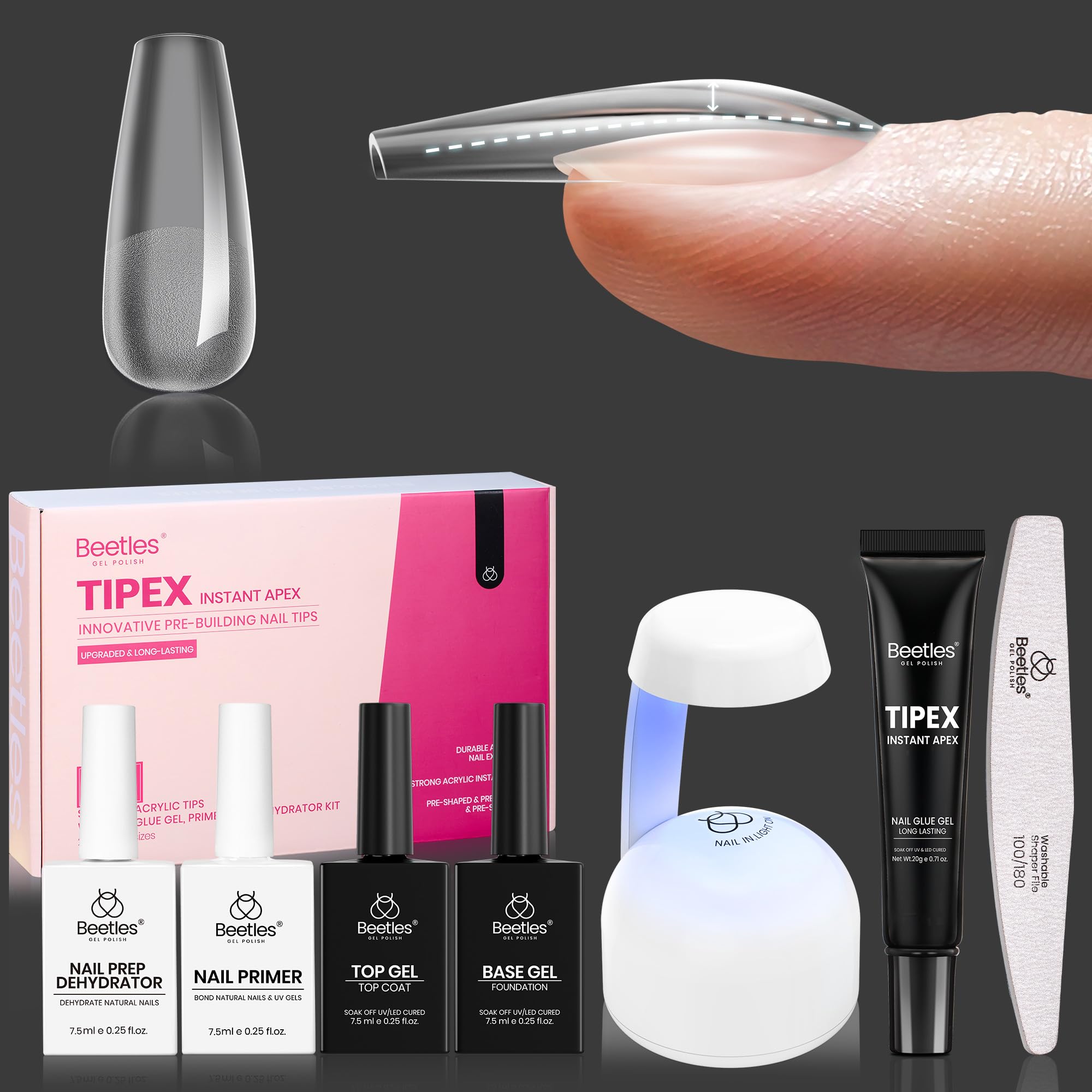 Beetles Tipex tip collection for versatile nail extensions and size options.