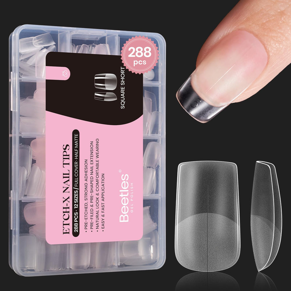 Beetles tips: uñas cortas y cuadradas para ajuste rápido.