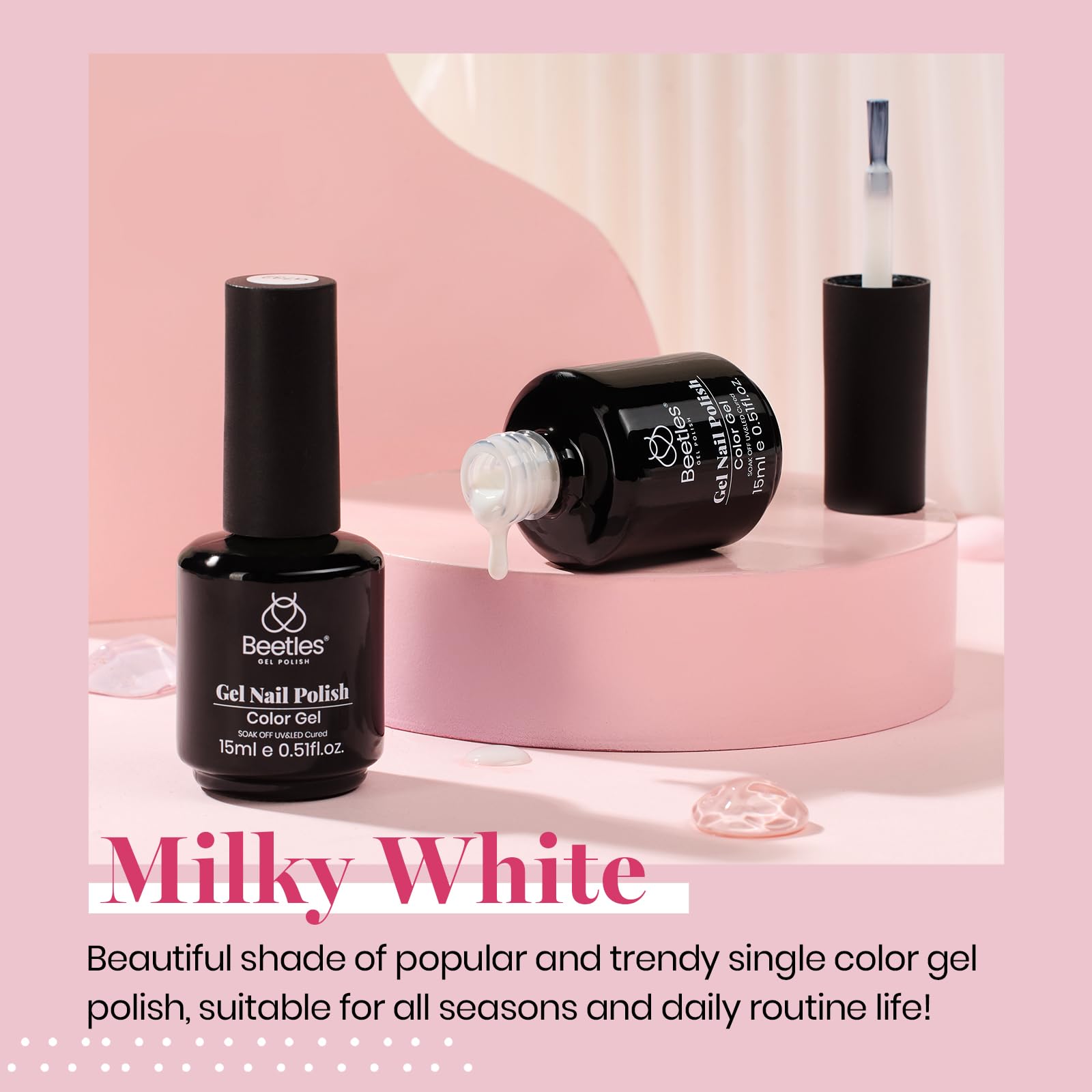 Beetles two-pcs milky white jelly polish set ready for effortless sheer nail looks.