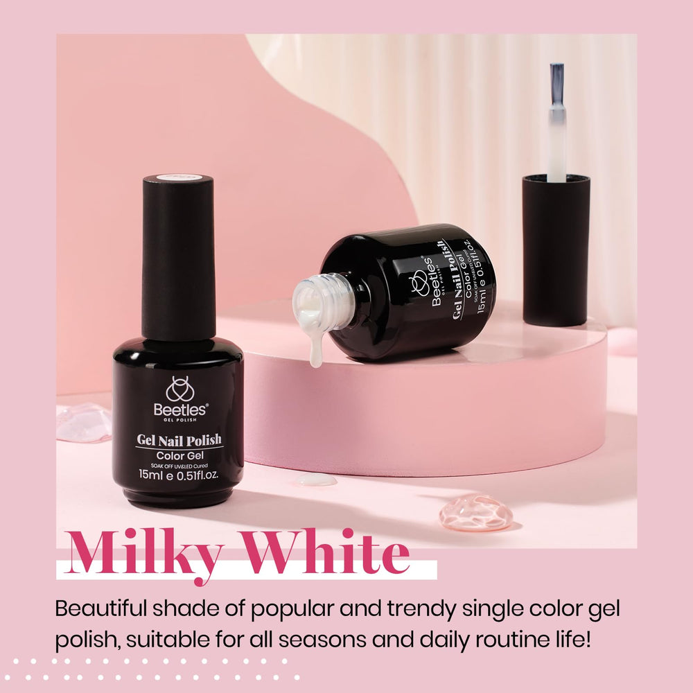 Beetles two-pcs milky white jelly polish set ready for effortless sheer nail looks.