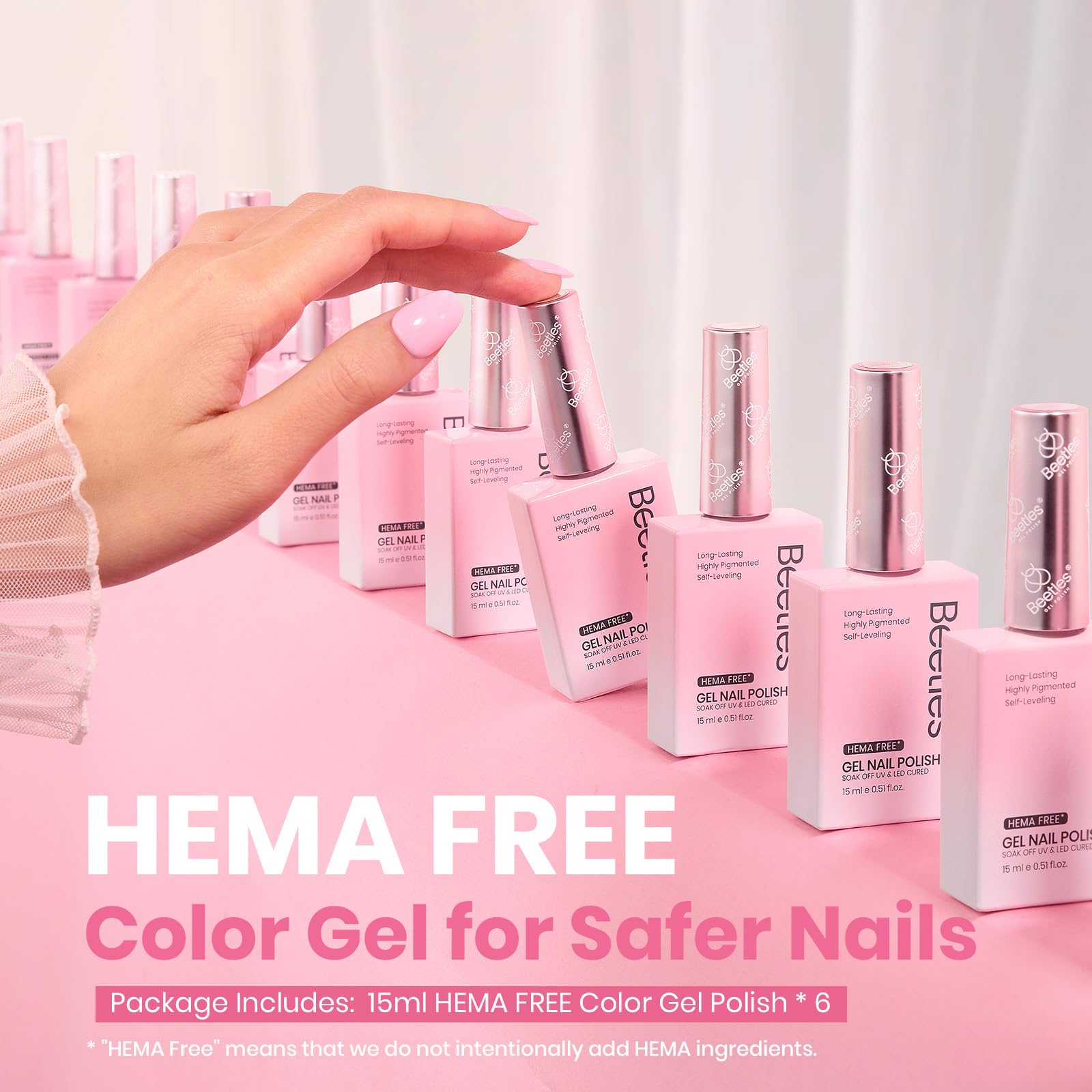 Beetles UV/LED cure image for nude pink jelly polish with quick cure.