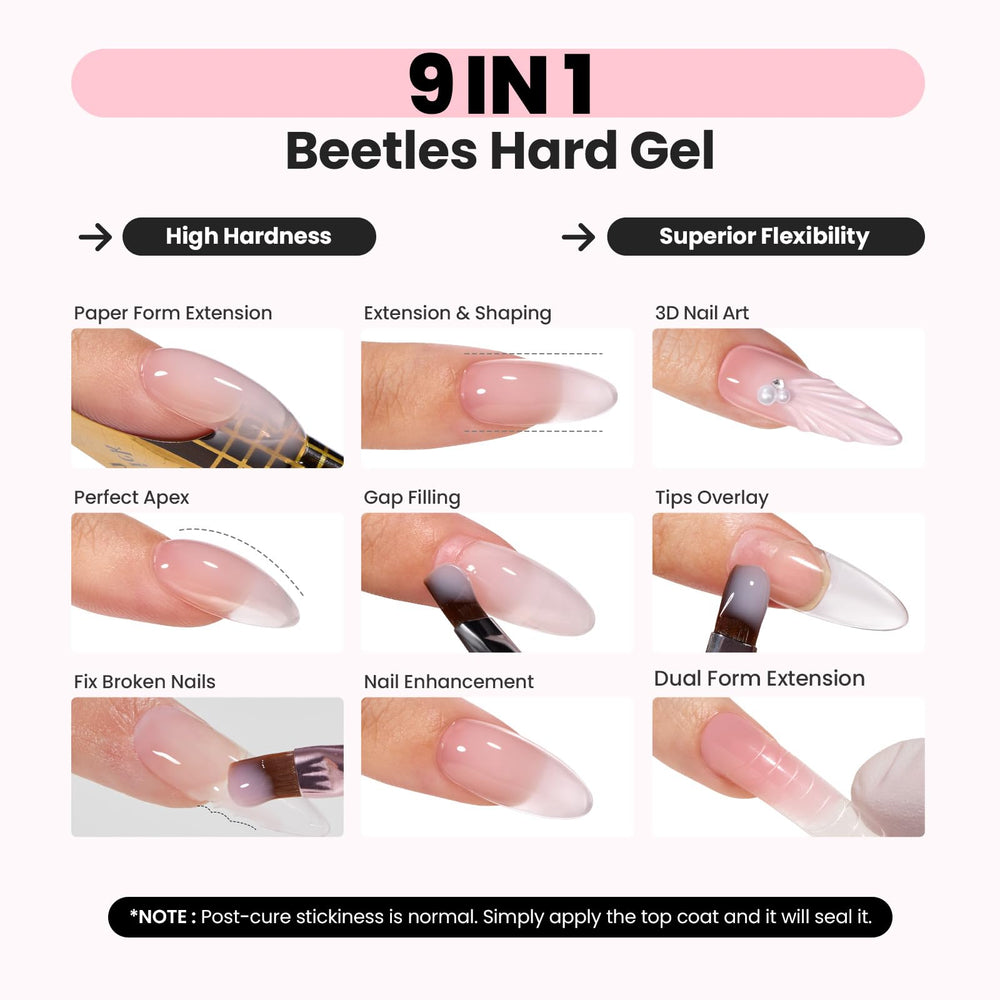 Beetles HEMA-Free hard gel curing under a UV LED lamp.