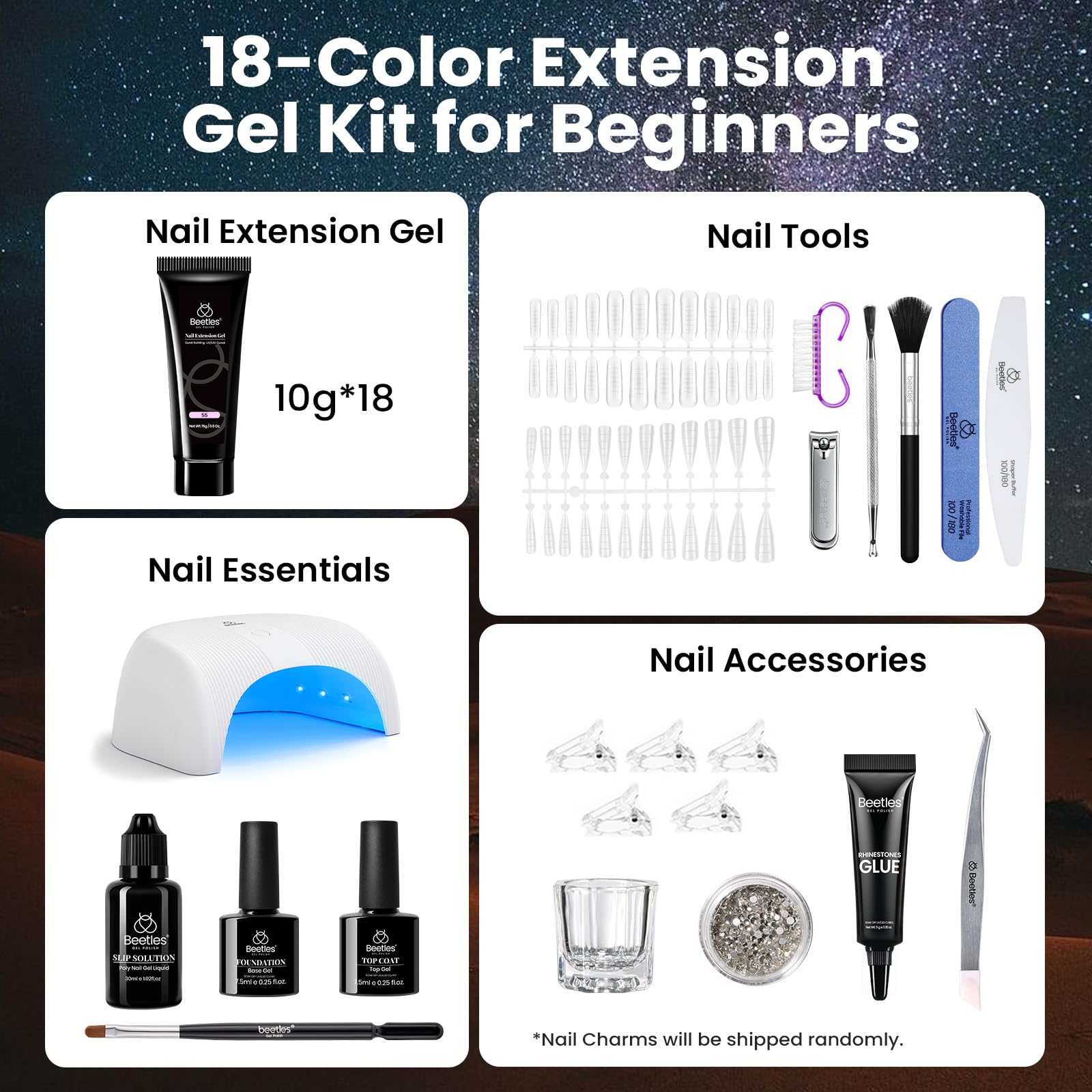 Beetles UV-led nail lamp provides fast curing for durable, glossy gel nails.