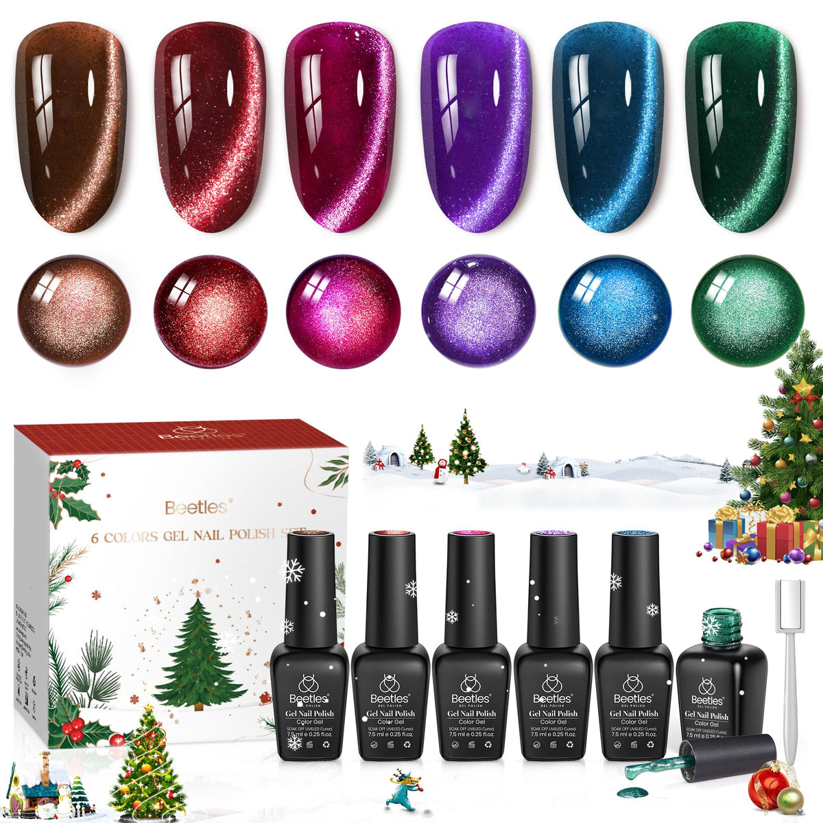 Beetles Velvet Starlight Cat Eye Red shows magnetic shimmer for festive nails.