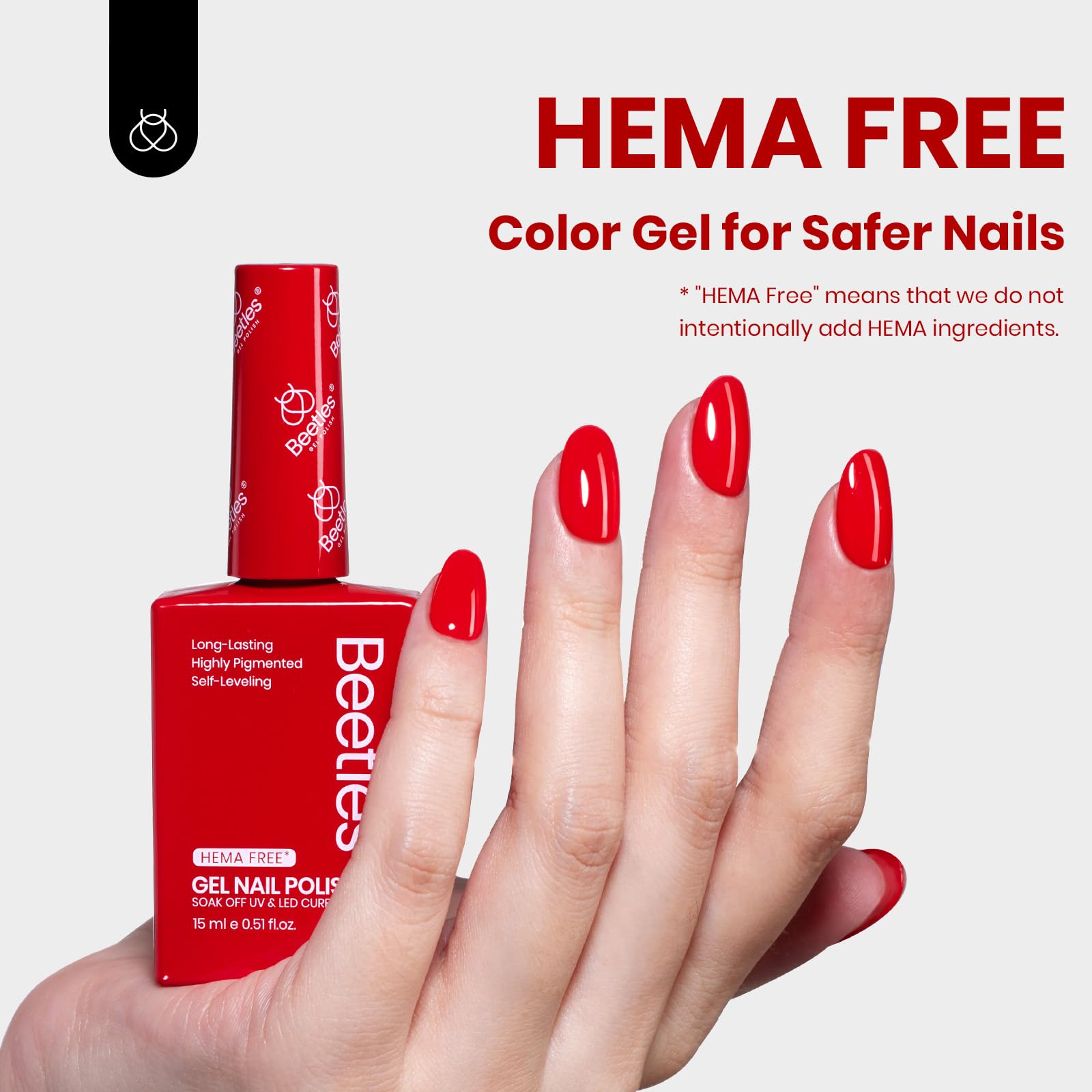 Beetles Vernis Gel Rouge: flacon couleur offrant une teinte fidèle Na677