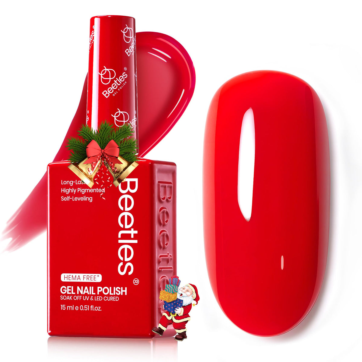 Beetles Vernis Gel Rouge classique: flacon élégant pour une manicure durable et éclatante