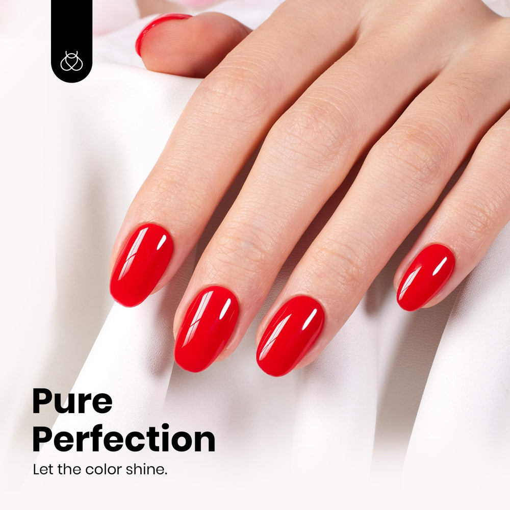 Beetles Vernis Gel Rouge: ongles parfaitement colorés après l’application