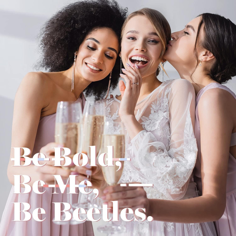 Beetles grey shade creates modern, sophisticated wedding nail art.