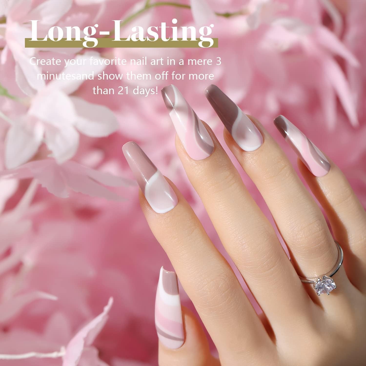 Beetles pink shade nails depict soft, romantic wedding day look.