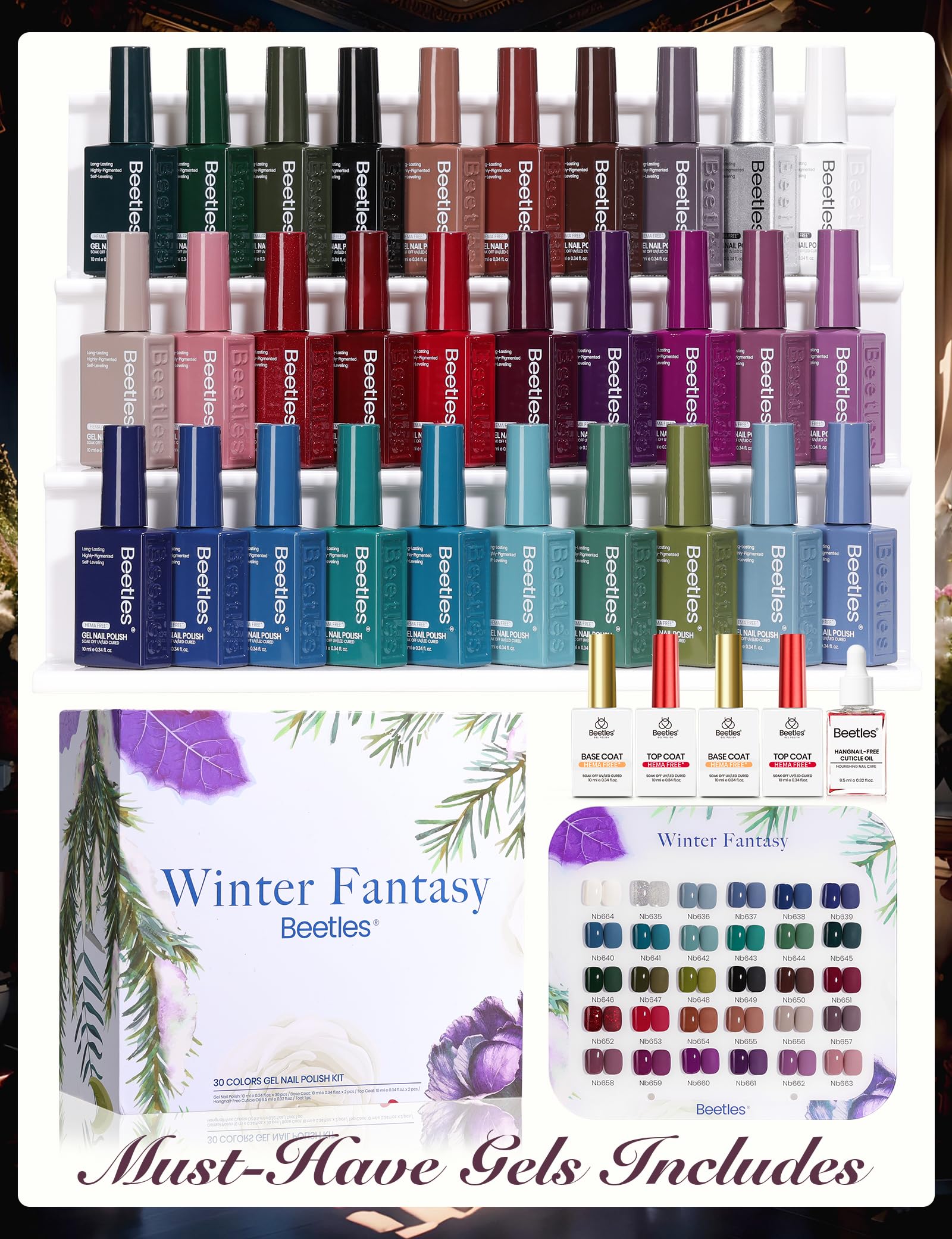 Beetles Color Display Board presents all 30 shades for quick comparison