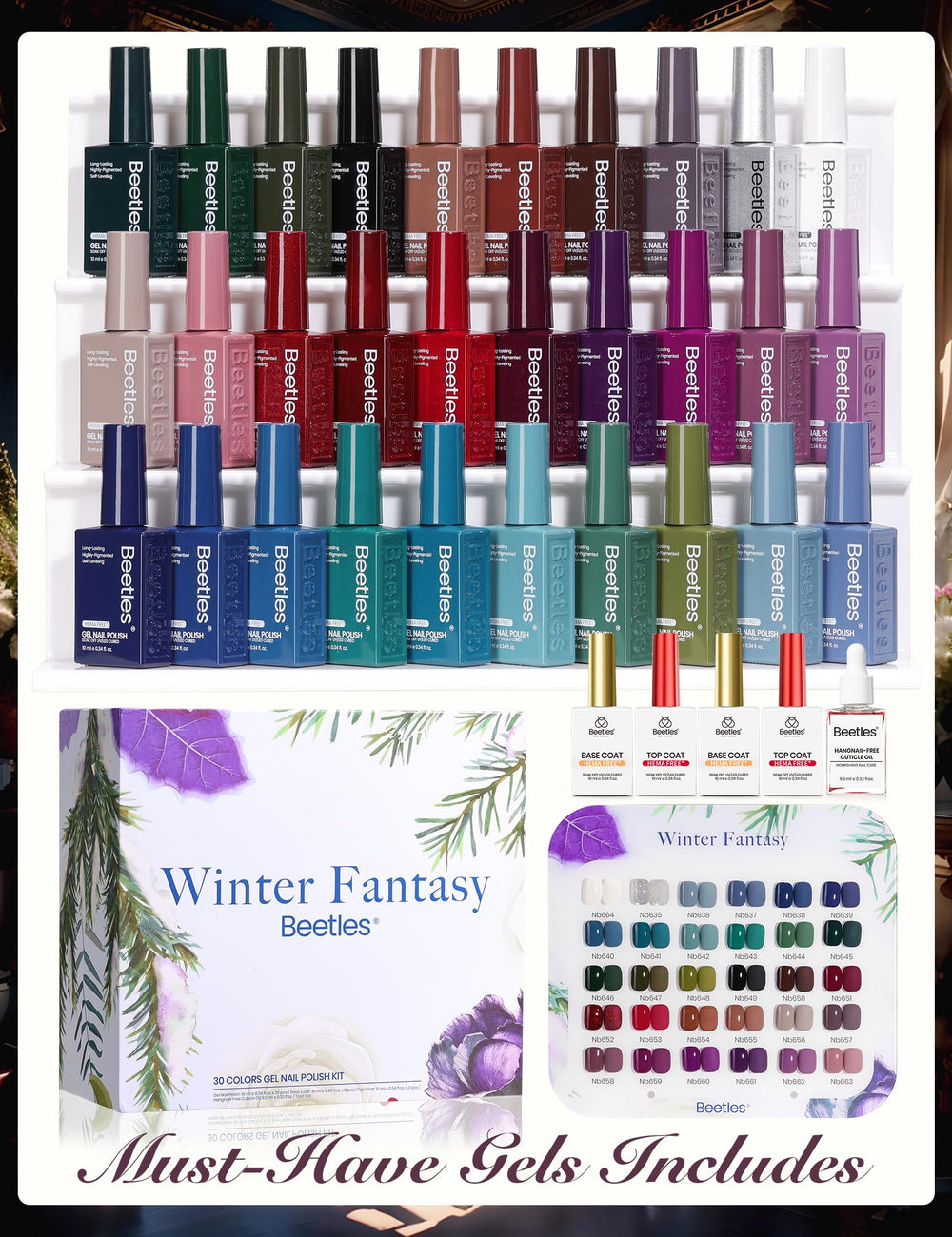 Beetles Color Display Board presents all 30 shades for quick comparison