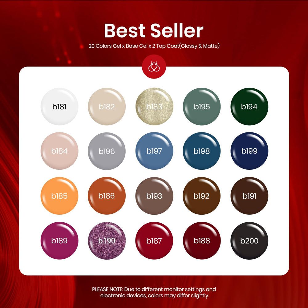 Beetles Winter Gel Polish bottle row shows 20 shades for versatile nail looks